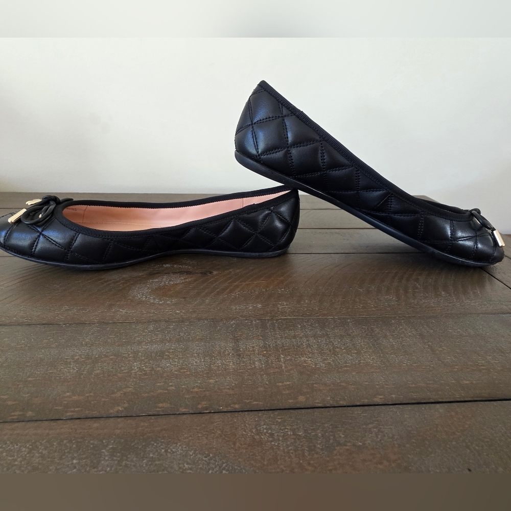 Kate Spade  NY Quilted Black Leather Ballet Flats - SZ 8- Like New - Picture 5 of 11
